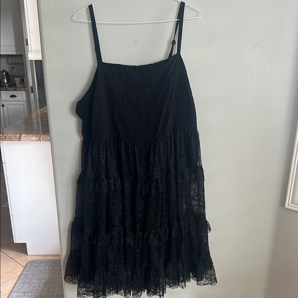 Torrid Black Tiered Lace Ruffle Dress